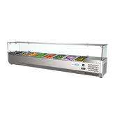 71 in. Eight Pan Refrigerated Countertop Condiment Prep Station - SCDC-8P-SG